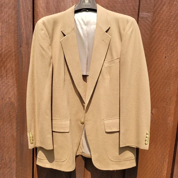 Men's Vintage Tan Wool Sportcoat Blazer Jacket - Picture 10 of 10